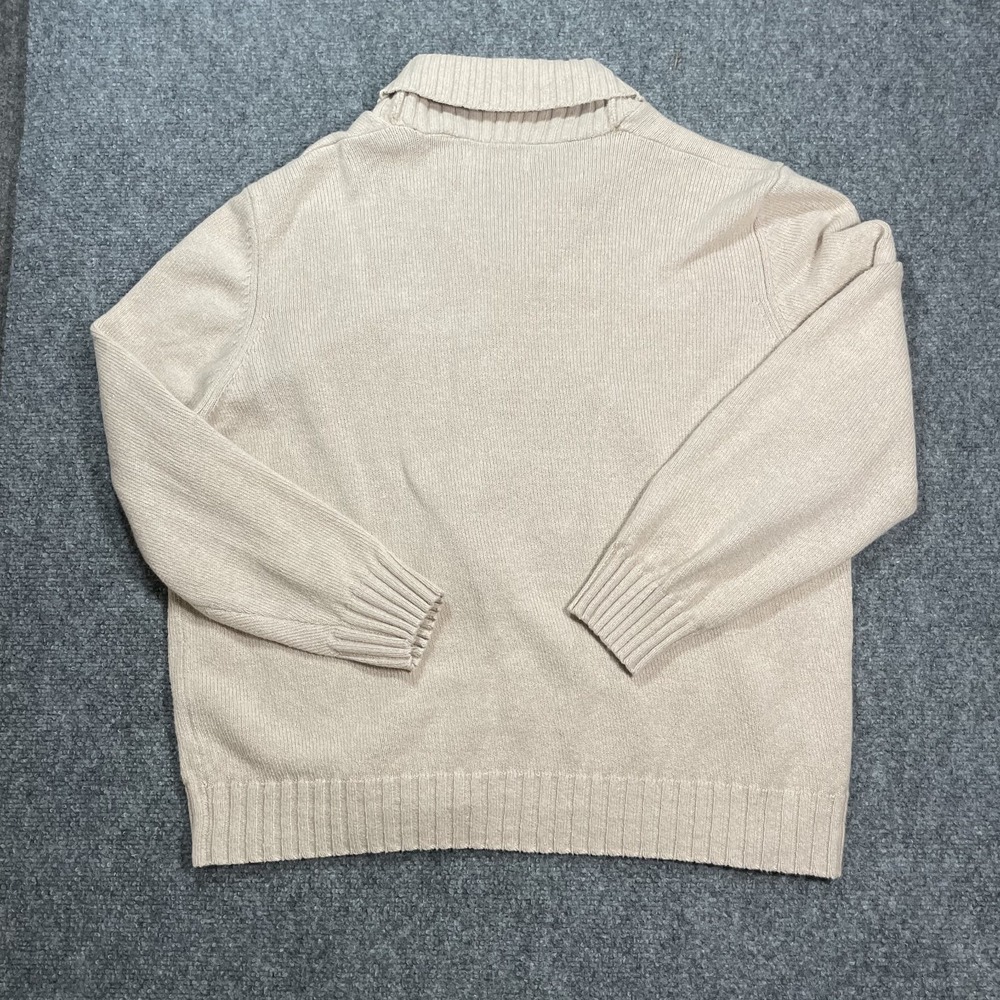 Vintage Embroidered Knit Cardigan Women's Size XL Beige Shawl Neck Cottagecore - Picture 2 of 12